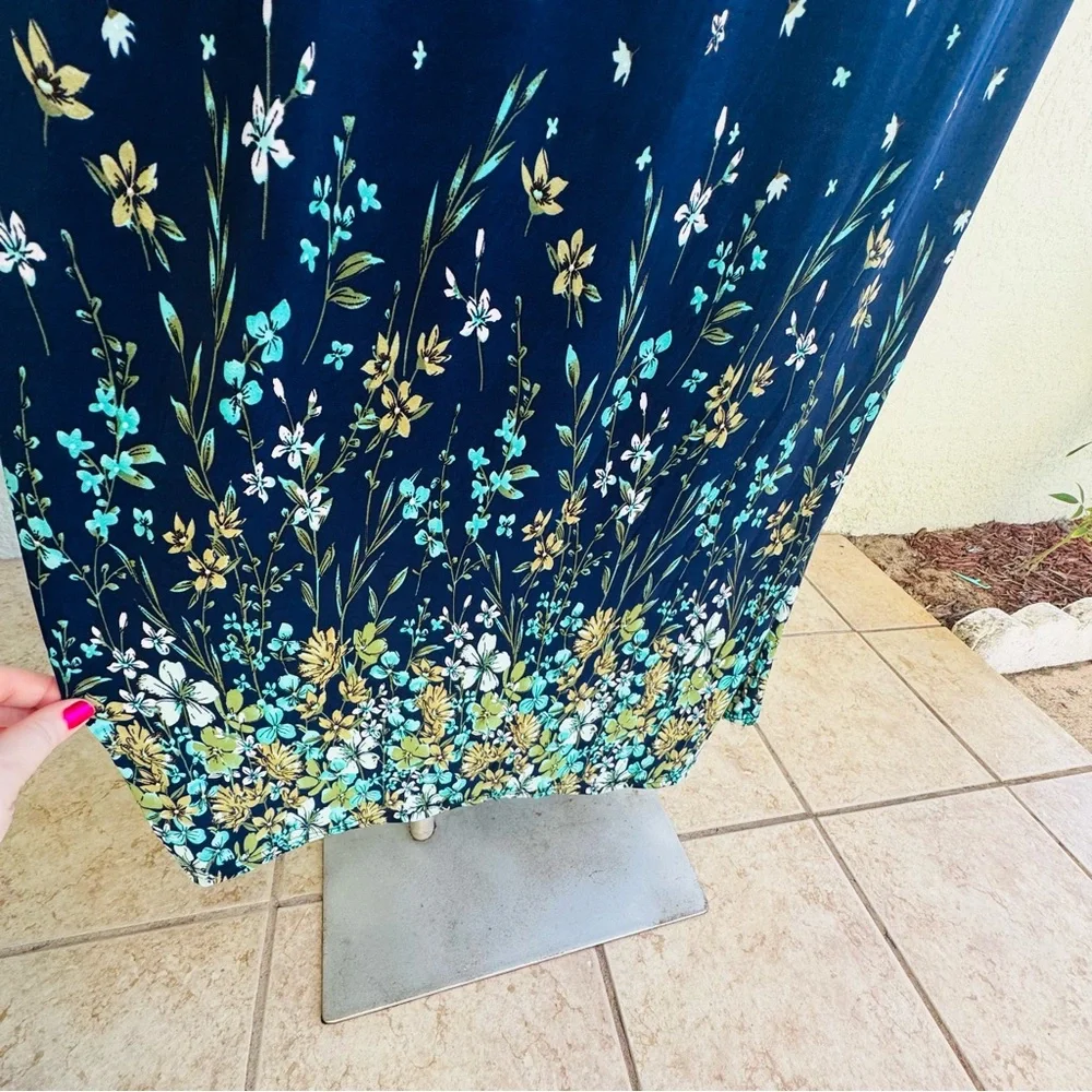 NWT 7 Islands 3X whimsical mermaid blue green floral maxi dress boho plus size - Picture 5 of 12